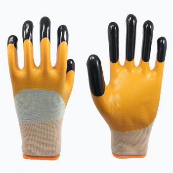 13G Polyester Shell Nitrle Doulbe DIP Safety Work Gloves