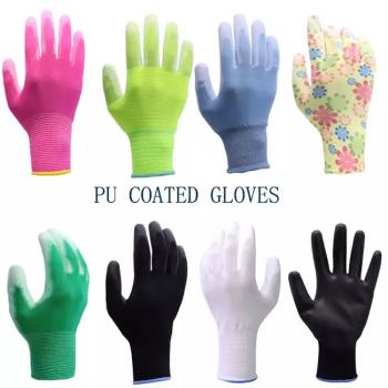 13G Polyester/Nylon Liner PU Coated Working Gloves 